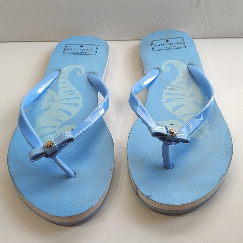 Kate Spade New York Sea Horse Flipflops Size 11 Baby Blue